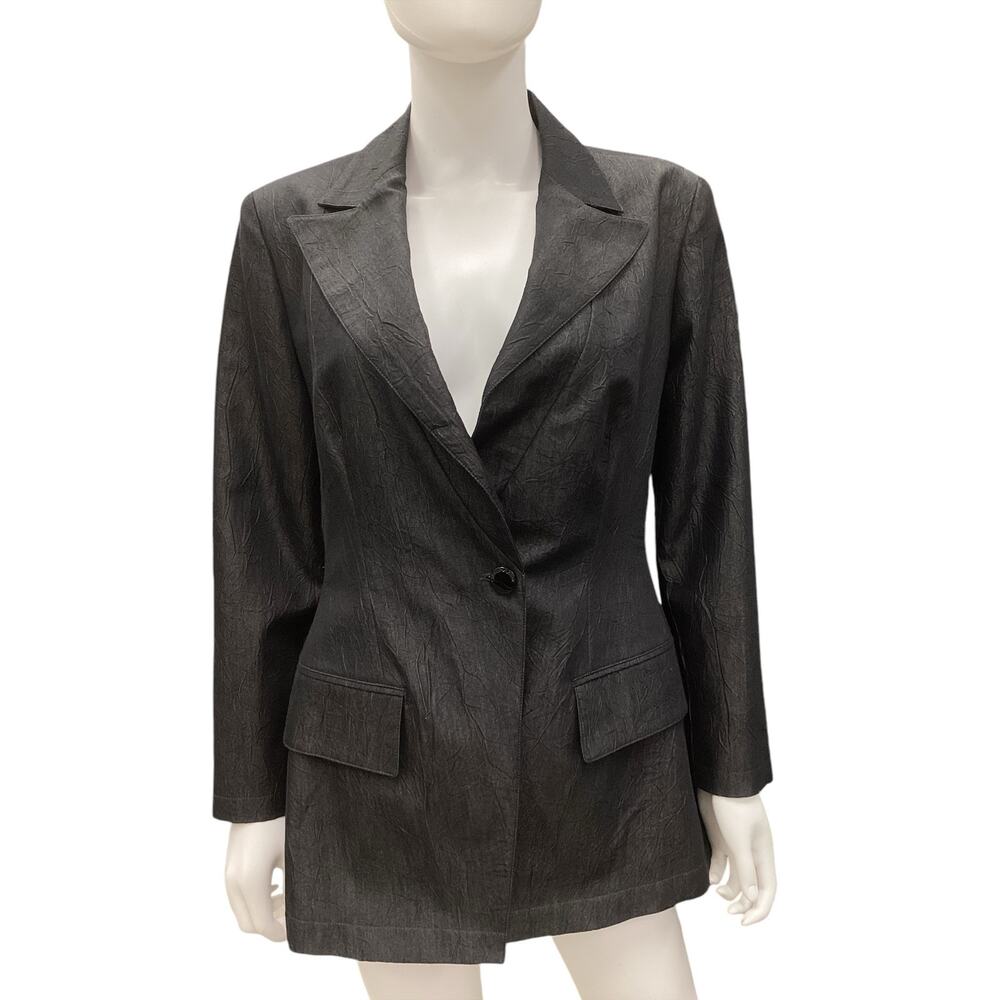 Emporio Armani Blazer Women’s Size 10 Angular Single Button Closure in Charcoal